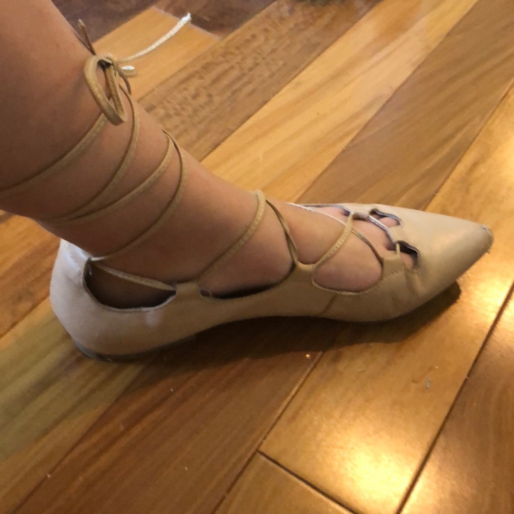 Gap tan lace up suede sandals